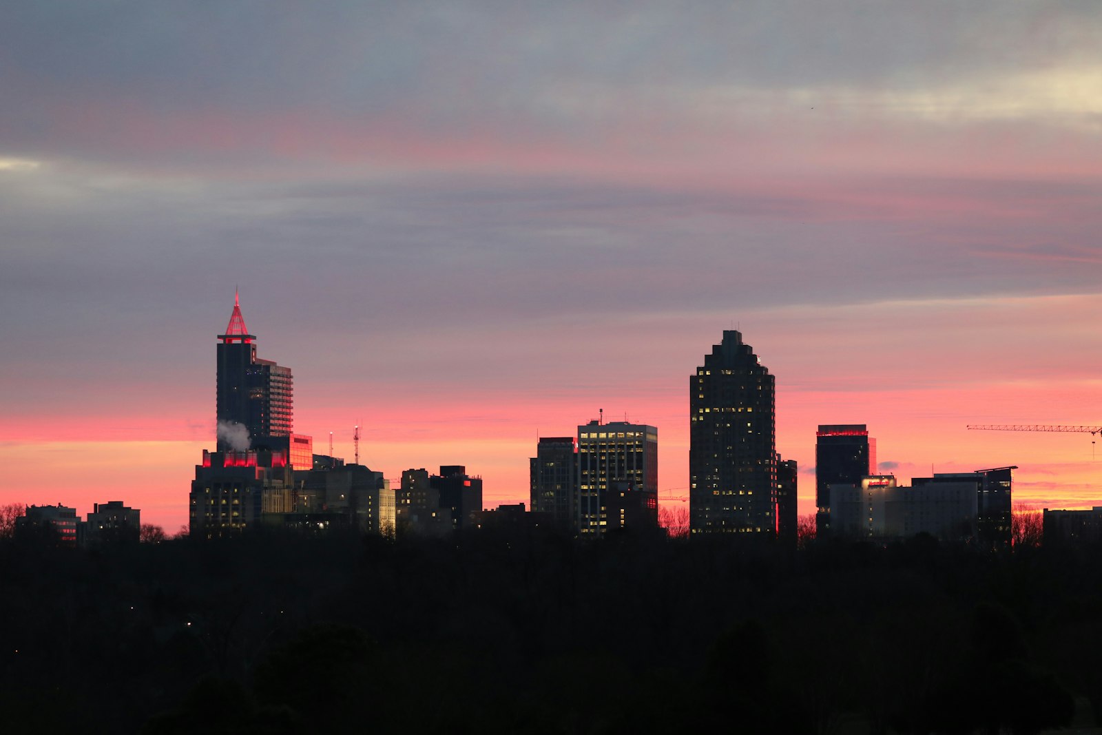 Raleigh, North Carolina skyline at dusk